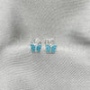 Sterling Silver Stud Earring, Butterfly Design, Light Blue Enamel Finish, Silver Finish, 02.406.0025.02