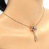 Oro Laminado Pendant Necklace, Gold Filled Style Star Design, with Multicolor Cubic Zirconia, Polished, Golden Finish, 04.26.0034.22