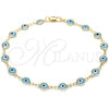Oro Laminado Fancy Anklet, Gold Filled Style Evil Eye Design, Acqua Resin Finish, Golden Finish, 5.039.005.10