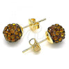 Oro Laminado Stud Earring, Gold Filled Style with Coffee Crystal, Polished, Golden Finish, 02.63.2707.7