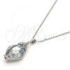Oro Laminado Pendant Necklace, Gold Filled Style Flower Design, with Blue Shade Swarovski Crystals and White Micro Pave, Polished, Golden Finish, 04.239.0013.1.16