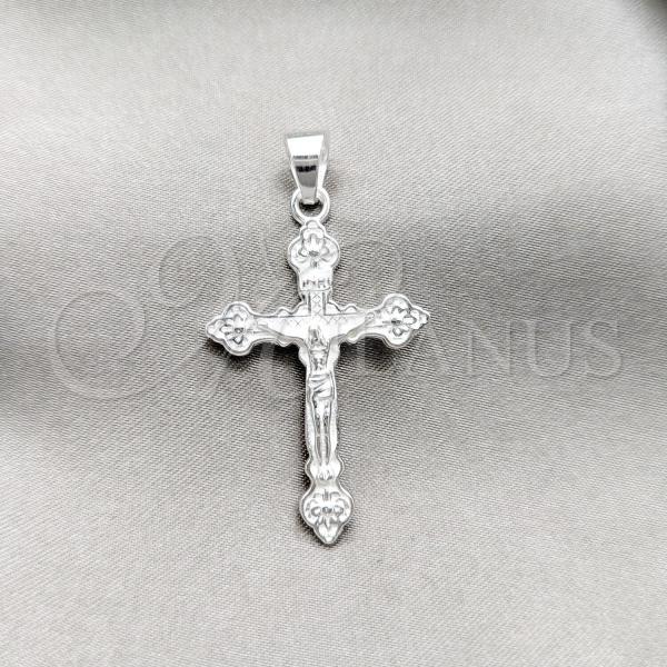 Sterling Silver Religious Pendant, Crucifix Design, Polished, Silver Finish, 05.395.0005