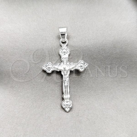 Sterling Silver Religious Pendant, Crucifix Design, Polished, Silver Finish, 05.395.0005
