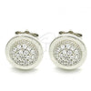 Sterling Silver Stud Earring, with White Cubic Zirconia, Polished, Rhodium Finish, 02.336.0108