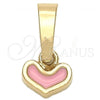 Oro Laminado Fancy Pendant, Gold Filled Style Heart Design, Pink Enamel Finish, Golden Finish, 05.163.0075.2