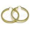 Oro Laminado Large Hoop, Gold Filled Style Hollow Design, Diamond Cutting Finish, Golden Finish, 02.170.0310.60