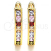 Oro Laminado Huggie Hoop, Gold Filled Style with Multicolor Cubic Zirconia, Polished, Golden Finish, 02.237.0009.15
