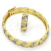 Oro Laminado Set Bangle, Gold Filled Style Infinite Design, Diamond Cutting Finish, Two Tone, 13.99.0001.05.09 (09 MM Thickness, Size 9)