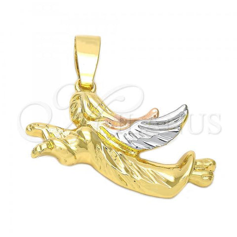 Oro Laminado Religious Pendant, Gold Filled Style Cross Design, Diamond Cutting Finish, Tricolor, 5.182.029