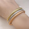 Oro Laminado Trio Bangle, Gold Filled Style Polished, Tricolor, 07.213.0001