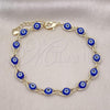 Oro Laminado Fancy Bracelet, Gold Filled Style Evil Eye Design, Blue Resin Finish, Golden Finish, 04.63.1347.2.07