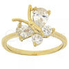 Oro Laminado Multi Stone Ring, Gold Filled Style Butterfly Design, with White Cubic Zirconia, Polished, Golden Finish, 5.165.016.07 (Size 7)