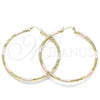 Oro Laminado Large Hoop, Gold Filled Style Diamond Cutting Finish, Tricolor, 02.213.0242.60