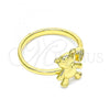 Oro Laminado Multi Stone Ring, Gold Filled Style Teddy Bear Design, with White Micro Pave, Polished, Golden Finish, 01.341.0063