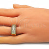 Oro Laminado Multi Stone Ring, Gold Filled Style with White Micro Pave, Polished, Golden Finish, 01.346.0009.09