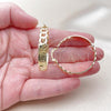 Oro Laminado Medium Hoop, Gold Filled Style Miami Cuban and Love Design, Polished, Golden Finish, 02.170.0514.40