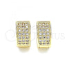 Oro Laminado Huggie Hoop, Gold Filled Style with White Micro Pave, Polished, Golden Finish, 02.195.0096.12