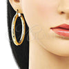 Oro Laminado Large Hoop, Gold Filled Style Hollow Design, Diamond Cutting Finish, Golden Finish, 02.170.0309.50
