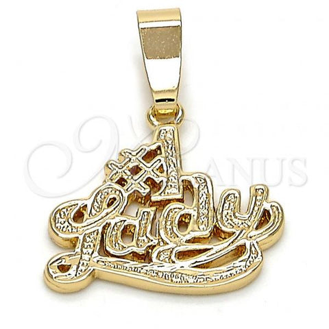 Oro Laminado Fancy Pendant, Gold Filled Style Diamond Cutting Finish, Golden Finish, 5.181.026