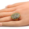 Oro Laminado Multi Stone Ring, Gold Filled Style with White Crystal, Polished, Golden Finish, 01.118.0055.07 (Size 7)