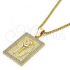 Oro Laminado Pendant Necklace, Gold Filled Style with White Crystal, Polished, Golden Finish, 04.242.0072.30