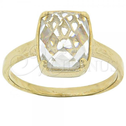 Oro Laminado Multi Stone Ring, Gold Filled Style with White Cubic Zirconia, Polished, Golden Finish, 5.165.014.06 (Size 6)