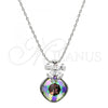 Rhodium Plated Pendant Necklace, Flower Design, with Crystal Swarovski Crystals and White Micro Pave, Polished, Rhodium Finish, 04.239.0020.2.16