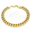 Oro Laminado Basic Bracelet, Gold Filled Style Miami Cuban Design, Polished, Golden Finish, 5.223.010.08