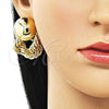 Oro Laminado Stud Earring, Gold Filled Style Rope and Ball Design, Polished, Golden Finish, 02.385.0068