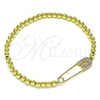 Oro Laminado Fancy Bracelet, Gold Filled Style Paperclip and Expandable Bead Design, with White Micro Pave, Polished, Golden Finish, 03.313.0040.1.07
