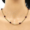 Oro Laminado Fancy Necklace, Gold Filled Style with Black Crystal, Polished, Golden Finish, 03.64.0132.18