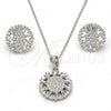 Sterling Silver Earring and Pendant Adult Set, with White Cubic Zirconia, Polished, Rhodium Finish, 10.286.0005