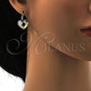 Rhodium Plated Leverback Earring, Heart Design, with Golden Shadow Swarovski Crystals, Polished, Rhodium Finish, 02.239.0013.8