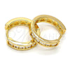 Oro Laminado Huggie Hoop, Gold Filled Style with White Cubic Zirconia, Polished, Golden Finish, 02.196.0020.1.20