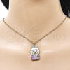 Oro Laminado Fancy Pendant, Gold Filled Style with White Cubic Zirconia, White Enamel Finish, Golden Finish, 05.284.0023.2