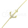 Sterling Silver Fancy Bracelet, Anchor Design, with White Micro Pave, Polished, Golden Finish, 03.336.0062.2.08