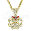 Oro Laminado Fancy Pendant, Gold Filled Style Heart Design, with Garnet and White Crystal, Polished, Golden Finish, 05.351.0085.1