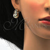 Oro Laminado Earring and Pendant Adult Set, Gold Filled Style with White Crystal, Polished, Golden Finish, 10.160.0094