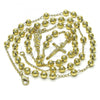 Oro Laminado Medium Rosary, Gold Filled Style San Judas and Crucifix Design, Polished, Golden Finish, 09.213.0043.26