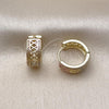 Oro Laminado Huggie Hoop, Gold Filled Style Filigree Design, Polished, Tricolor, 02.213.0821.14