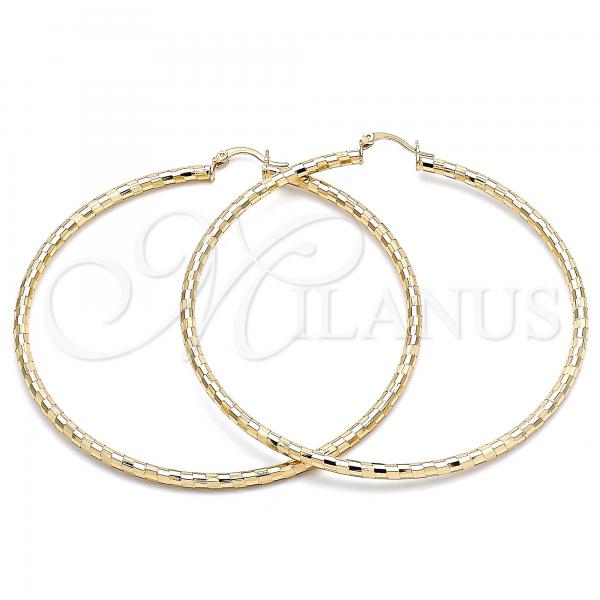 Oro Laminado Extra Large Hoop, Gold Filled Style Diamond Cutting Finish, Golden Finish, 02.213.0156.80