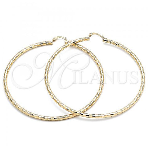 Oro Laminado Extra Large Hoop, Gold Filled Style Diamond Cutting Finish, Golden Finish, 02.213.0156.80