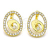 Oro Laminado Leverback Earring, Gold Filled Style with White Crystal, Polished, Golden Finish, 02.59.0128