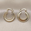 Oro Laminado Small Hoop, Gold Filled Style Greek Key Design, Polished, Golden Finish, 02.170.0525.25