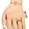 Oro Laminado Earring and Pendant Children Set, Gold Filled Style Butterfly Design, with White Cubic Zirconia, Polished, Golden Finish, 06.210.0017.1