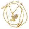Oro Laminado Pendant Necklace, Gold Filled Style with White Micro Pave, Polished, Golden Finish, 04.156.0038.20