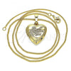 Oro Laminado Pendant Necklace, Gold Filled Style Heart and Flower Design, Polished, Golden Finish, 04.117.0009.20