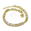 Oro Laminado Fancy Bracelet, Gold Filled Style Mariner Design, with White Cubic Zirconia, Polished, Golden Finish, 03.130.0012.08