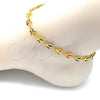 Oro Laminado Fancy Anklet, Gold Filled Style Butterfly Design, with Multicolor Crystal, Polished, Golden Finish, 03.386.0012.10