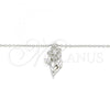 Sterling Silver Pendant Necklace, Flower and Butterfly Design, with White Cubic Zirconia, Polished, Rhodium Finish, 04.336.0200.16